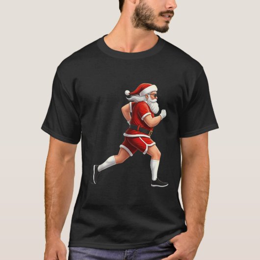 T-shirt Running Santa Christmas Graphic Runner Run Maratho (Devant)