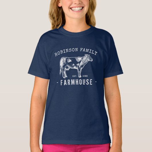 T-shirt Russe Nom de famille Ferme Lait Lait Lait Vache (Devant)