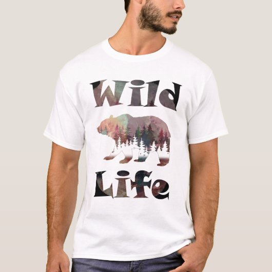 T-shirt Russe Ours Roaming Aquarelle Faune (Devant)