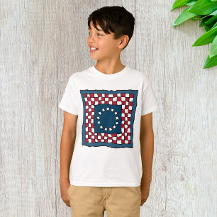 T-shirt Russe Patriotic Americana Quilt Motif USA Art