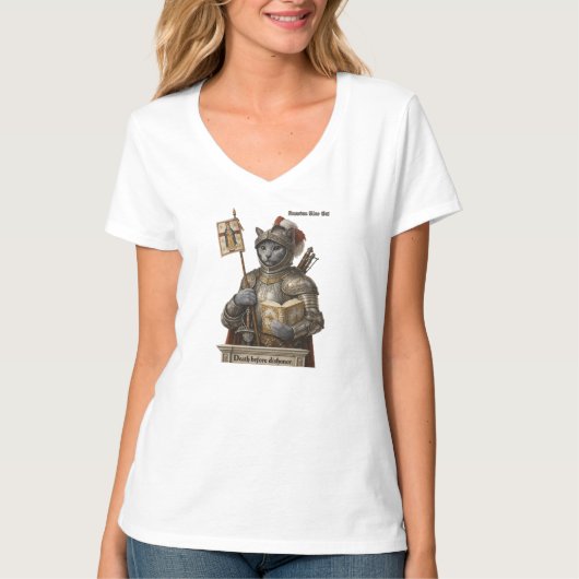 T-shirt Russian Blue Conquistador Cat – Honor & Legacy (Devant)