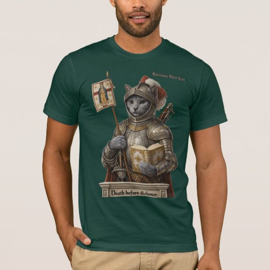 T-shirt Russian Blue Conquistador Cat – Honor & Legacy (Devant)