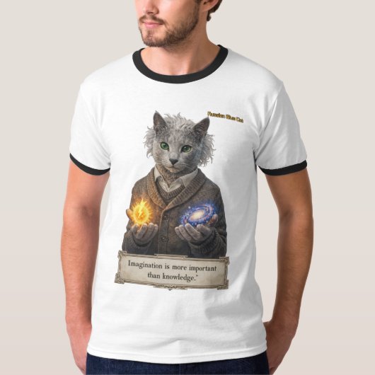 T-shirt Russian Blue Einstein Cat - Imagination (Devant)