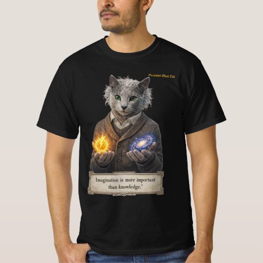 T-shirt Russian Blue Einstein Cat - Imagination (Devant)