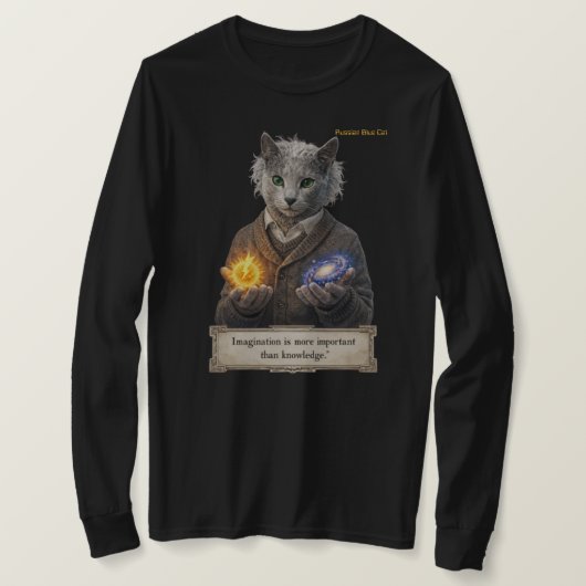 T-shirt Russian Blue Einstein Cat - Imagination (Design devant)