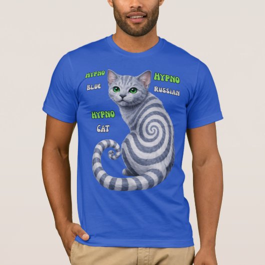 T-shirt Russian Blue Hypno Cat (Devant)