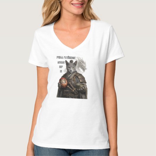 T-shirt Russian Blue Samurai Cat (Devant)