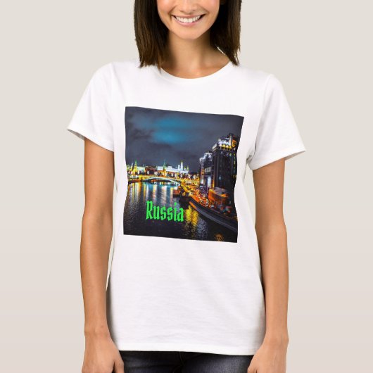 T-shirt Russie ou Fédération de Russie Moscou la nuit (Devant)