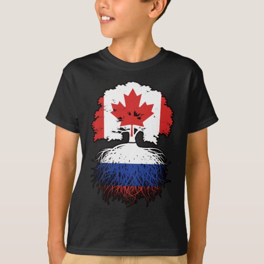 T-shirt Russie Russie Canada drapeau des racines de l'arbr (Devant)