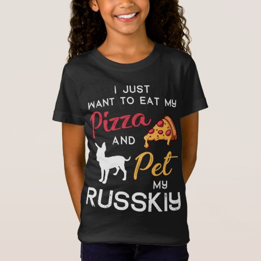 T-Shirt Russkiy Chien Pizza amant propriétaire Noël Annive (Devant)