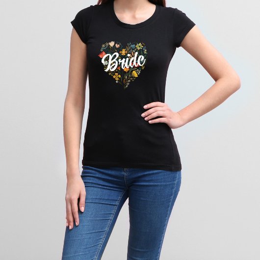 T-shirt Rustic Folk Fleur sauvage Flower Heart Bride
