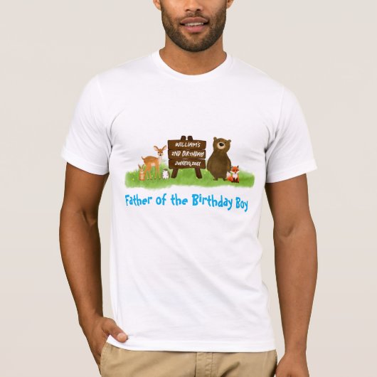 T-shirt Rustic Forest Birthday Party Animals Father  (Devant)