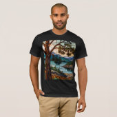 T-shirt Rustic mountain range landscape stain glass  (Devant entier)