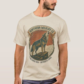 T-shirt Rustic Vintage Howling Wolf Nature Lover