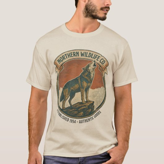 T-shirt Rustic Vintage Howling Wolf Nature Lover (Devant)