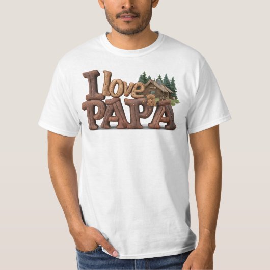T-shirt *~* Rustique AP86 I LOVE PAPA Fête des pères (Devant)