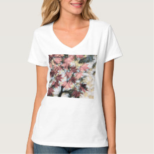 T-shirt Rustique feuille d'érable rouillé rouge brun rose
