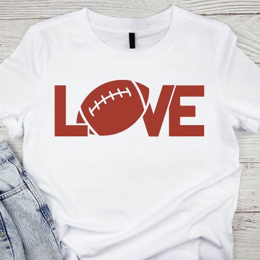 T-shirt Rustique Red Football Love Texte graphique