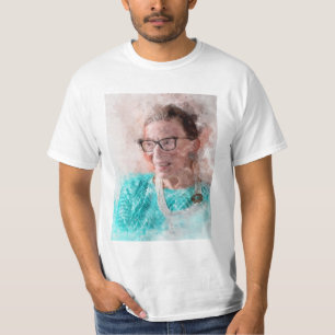 T-shirt Ruth Bader Ginsburg Aquarelle souriante Portrait T