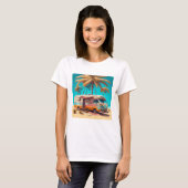 T-shirt RV rétro et palmiers (Devant entier)