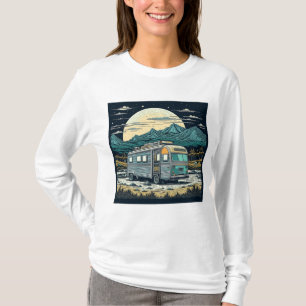 T-shirt RV vintage dans les montagnes avec Pleine lune