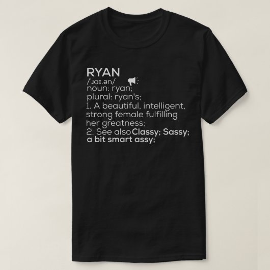 T-shirt Ryan Nom Ryan Définition Ryan Nom féminin Ryan Me (Design devant)