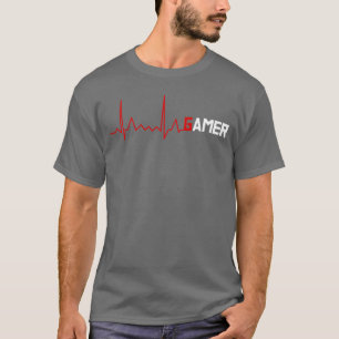 T-shirt Rythme cardiaque de joueur ECK Pouls Gaming Geek d