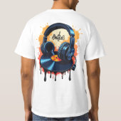 T-shirt Rythmes Vinyle Rétro & Casques Audio (Dos)
