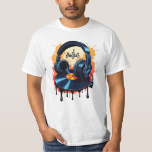T-shirt Rythmes Vinyle Rétro & Casques Audio