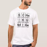 T-shirt S-C-He-I-K-U-Nd-I-Ge (scheikundige) - Complet<br><div class="desc">Le mot néerlandais Scheikundige (chimiste) est composé d'éléments du tableau périodique. Grosse version. Ajoutez du texte pour le rendre personnel.</div>