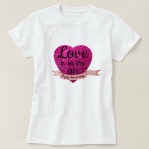 T-Shirt S M L XL Coeur Rose Joyeux Anniversaire