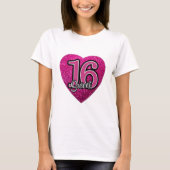 T-Shirt S M L XL Rose Coeur Parties scintillant Fi (Devant)