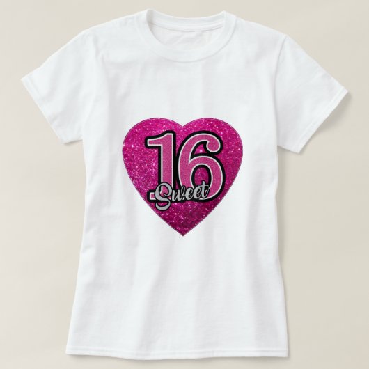 T-shirt S M L XL Roze Hart Glitter Meisjes Sweet 1 (Design voorkant)