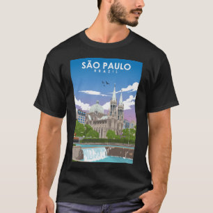 T-shirt S � o Paulo Brésil Rétro Minimaliste de voyage Pos
