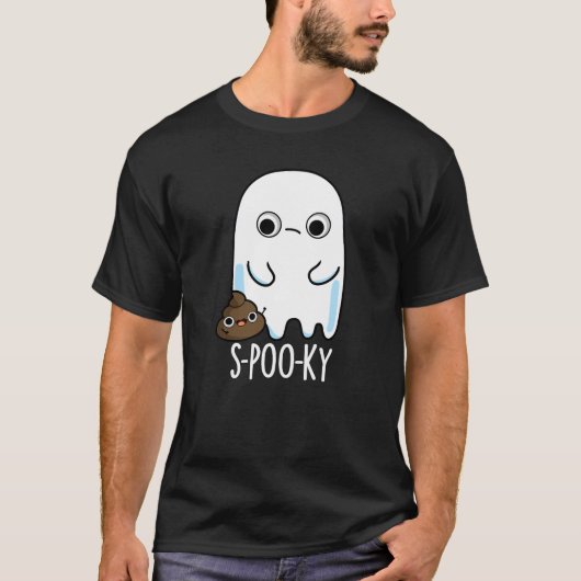 T-shirt S-poo-ky Funny Ghost Poop Poop Pun Dark BG (Devant)