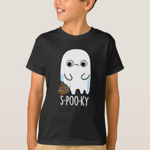 T-shirt S-poo-ky Funny Ghost Poop Poop Pun Dark BG