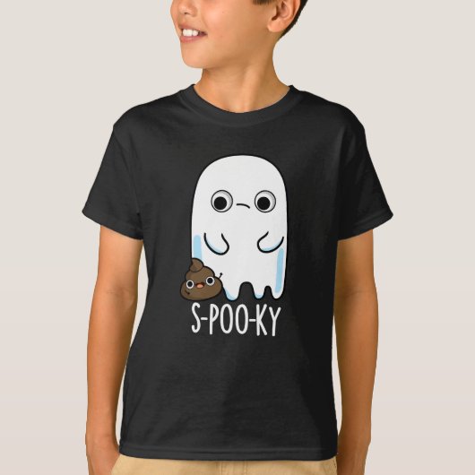 T-shirt S-poo-ky Funny Ghost Poop Poop Pun Dark BG (Devant)