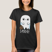 T-shirt S-poo-ky Funny Ghost Poop Poop Pun Dark BG (Devant)