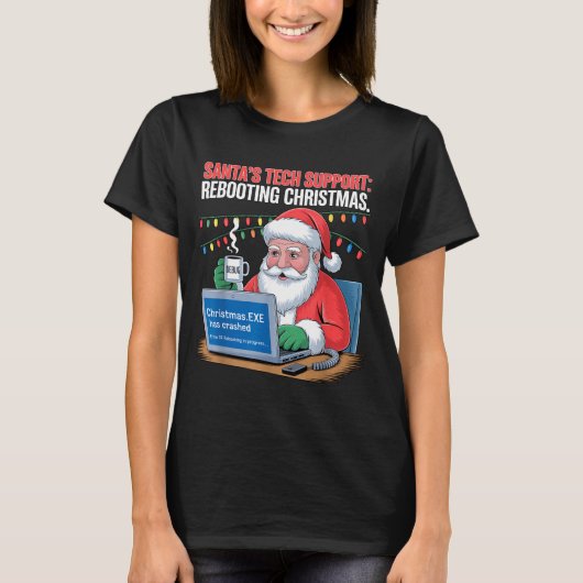 T-shirt s Rebooting Tech Santa Support Joke (Devant)