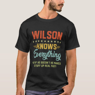 T-shirt S Wilson Connaît Tout Nom Plaisanteries Personnali