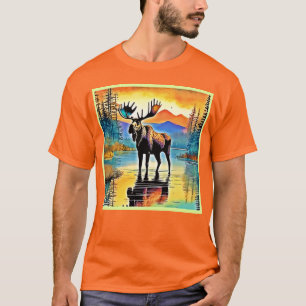 T-shirt Sa Majesté du couché de soleil de Moose Lake