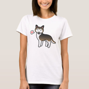 T-shirt Sable Cartoon Siberian Husky Love