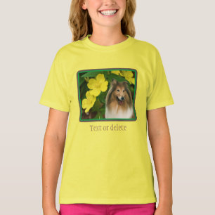 T-shirt Sable Collie Jaune Primrose Chien Art Personnalisé