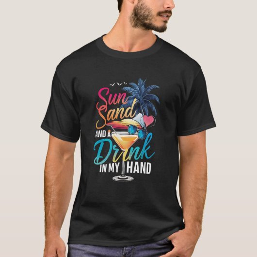 T-shirt Sable de soleil et un verre dans ma croisière sur  (Devant)