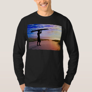 T-shirt Sable et nuages de surfer de coucher du soleil