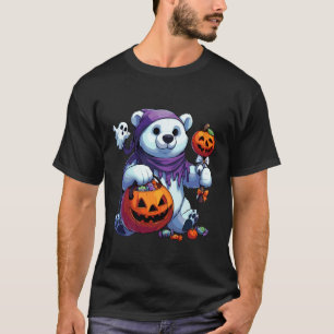 T-shirt Sac à bonbons fantôme d'ours polaire d'Halloween e