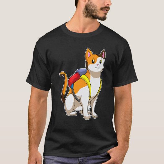 T-shirt Sac à dos Chat Pupille École (Devant)