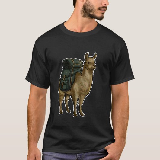 T-shirt Sac à dos d'aventure d'excursion de lama explorate (Devant)