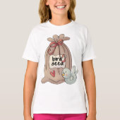 T-shirt Sac à graines d'oiseaux avec cou et coeur (Devant)