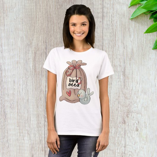 T-shirt Sac à graines d'oiseaux avec cou et coeur